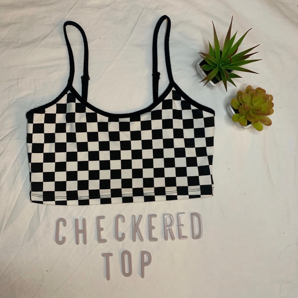 Black & White Checkered Crop Top
